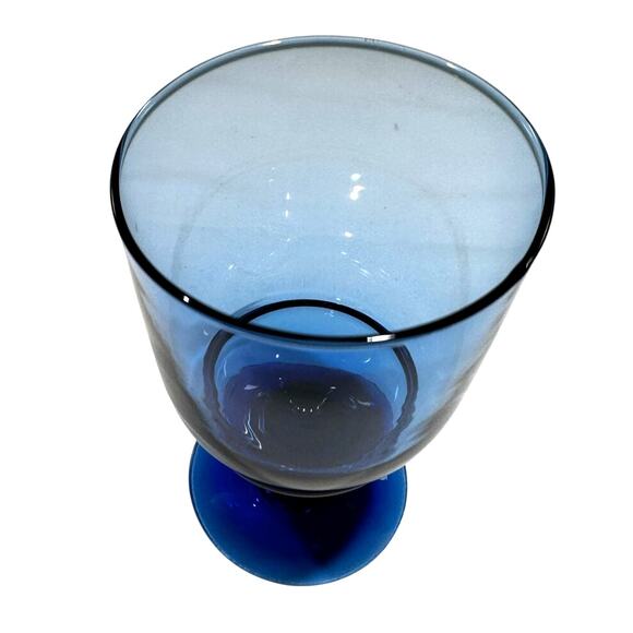 Cobalt Blue Large Vintage Footed Water/Iced Tea Goblets-Set of 3-Excellent - Picture 5 of 5